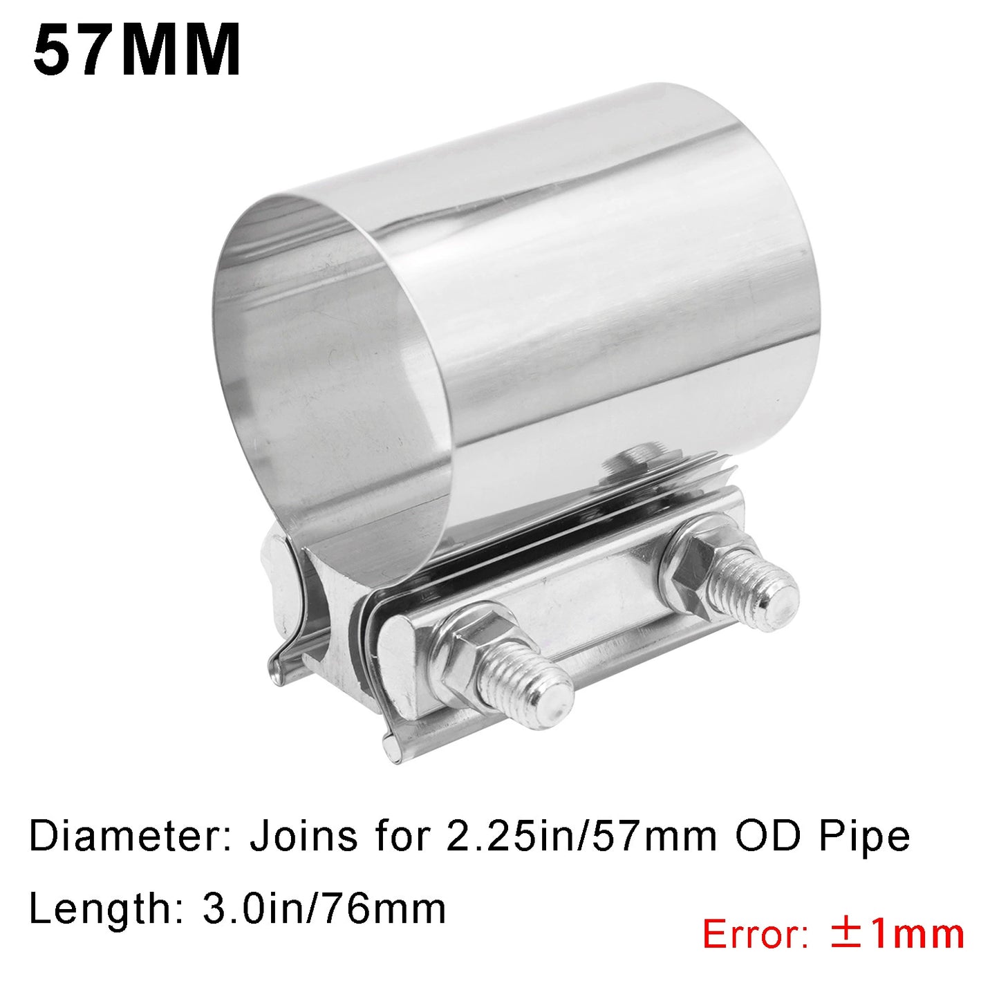 Automotive exhaust pipe clamp, butt joint pipe clip, noise reduction