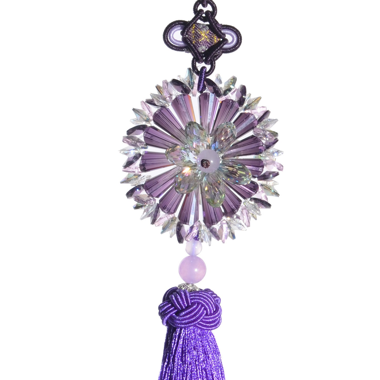 Car Pendant Crystal Flower Hand-knitted Rearview Mirror Car Hanging
