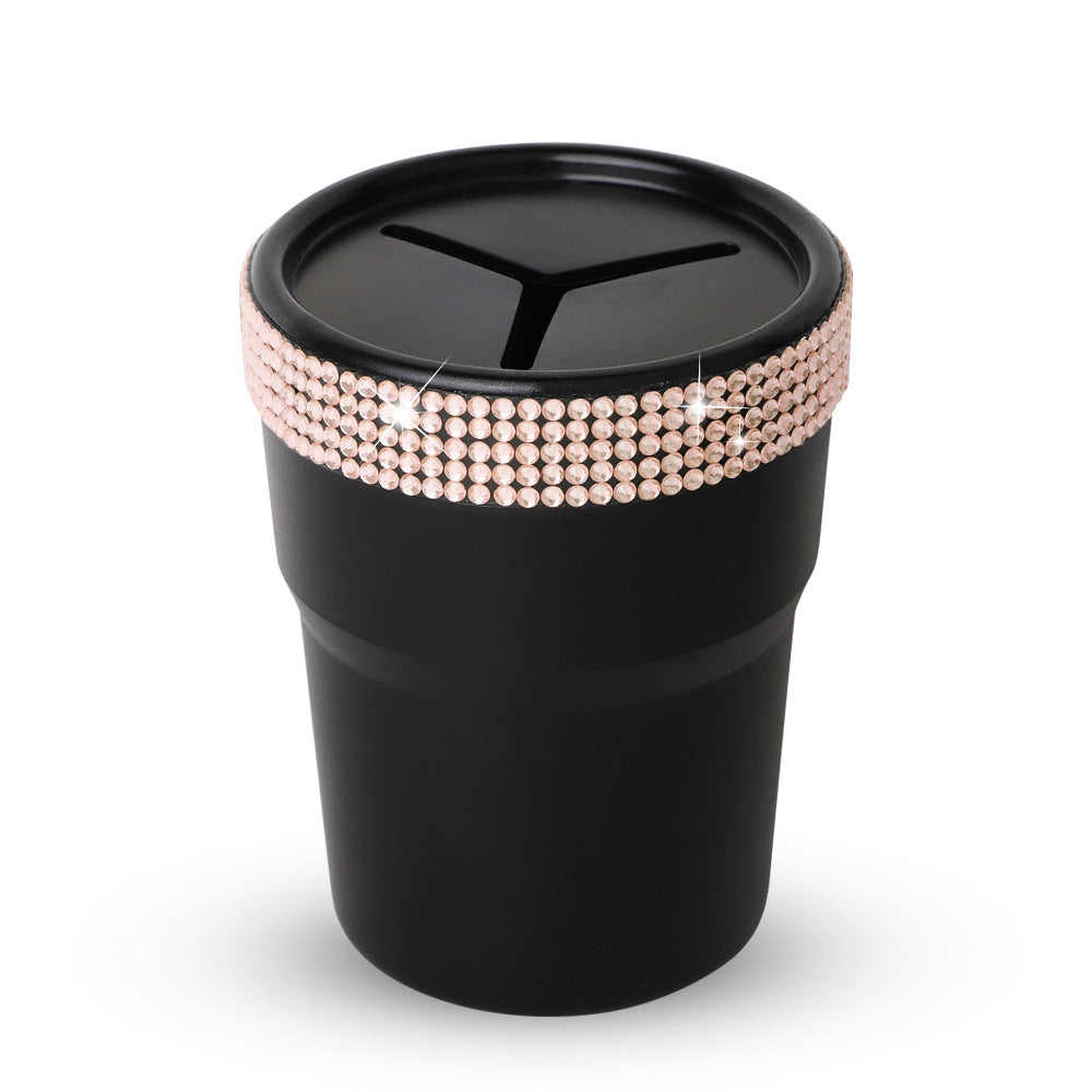 Car Central Control Armrest, Car Trash Can with Lid, PVC Car Storage Bucket