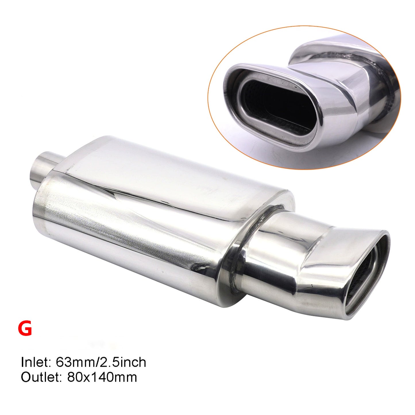 Stainless steel exhaust mufflers for automotive exhaust pipes, including flat mufflers and noisy mufflers