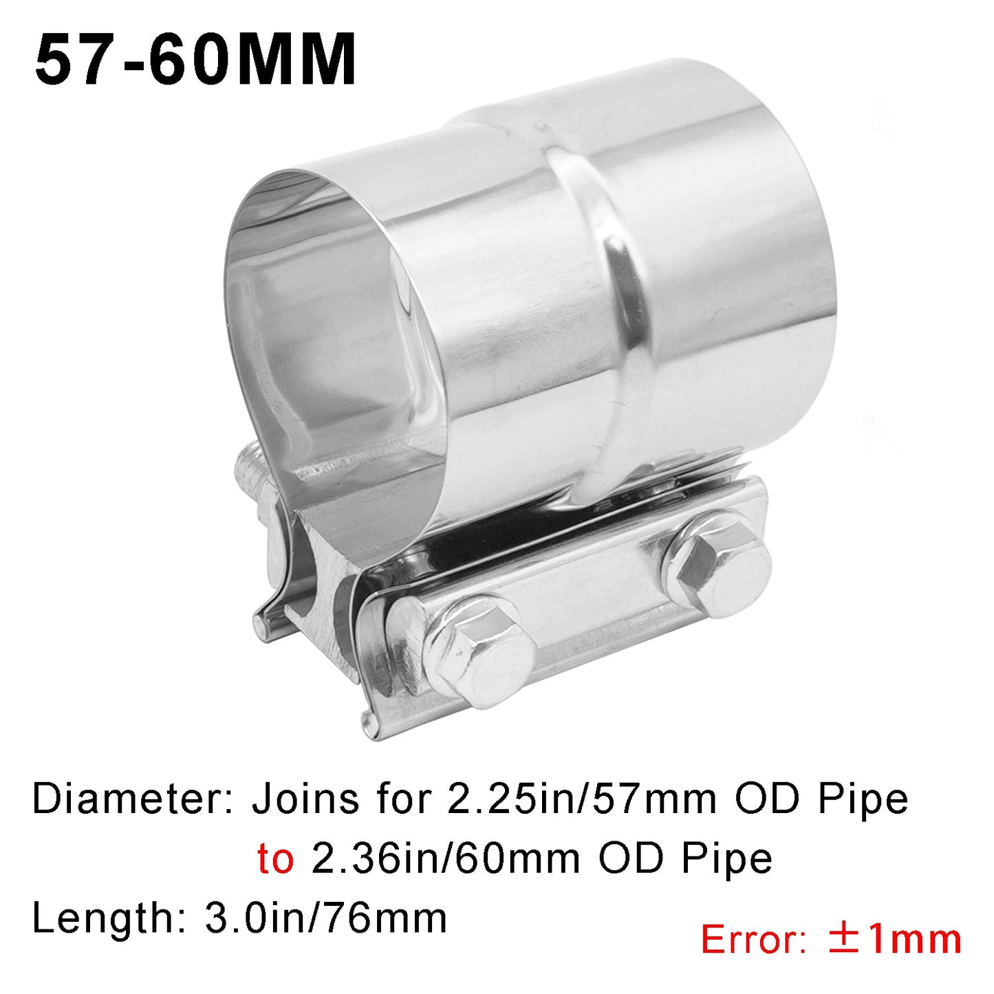 Automotive exhaust pipe clamp, butt joint pipe clip, noise reduction