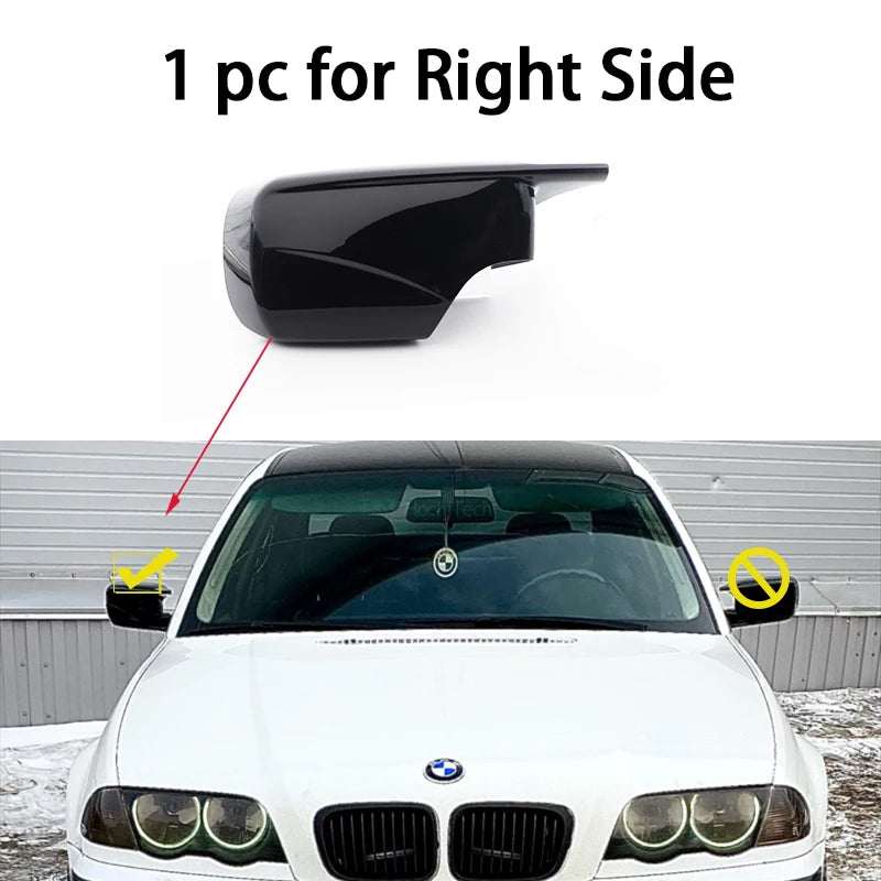 Carbon Fiber Pattern Black Side Mirror cover Caps Replacement for BMW E46 316i 318i 318d 320d 320i 325i 328i 330d 330i 1998-2005