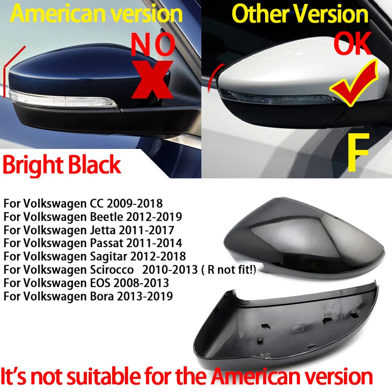 High Quality For VW Volkswagen Passat B7 Scirocco Beetle CC Eos JETTA MK6 Carbon fiber pattern Replacement Rearview Mirror Cover