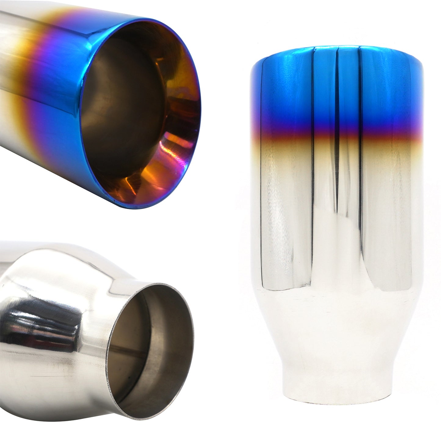 Double-layer blue-ceramic coated tailpipe tip exhaust pipe muffler