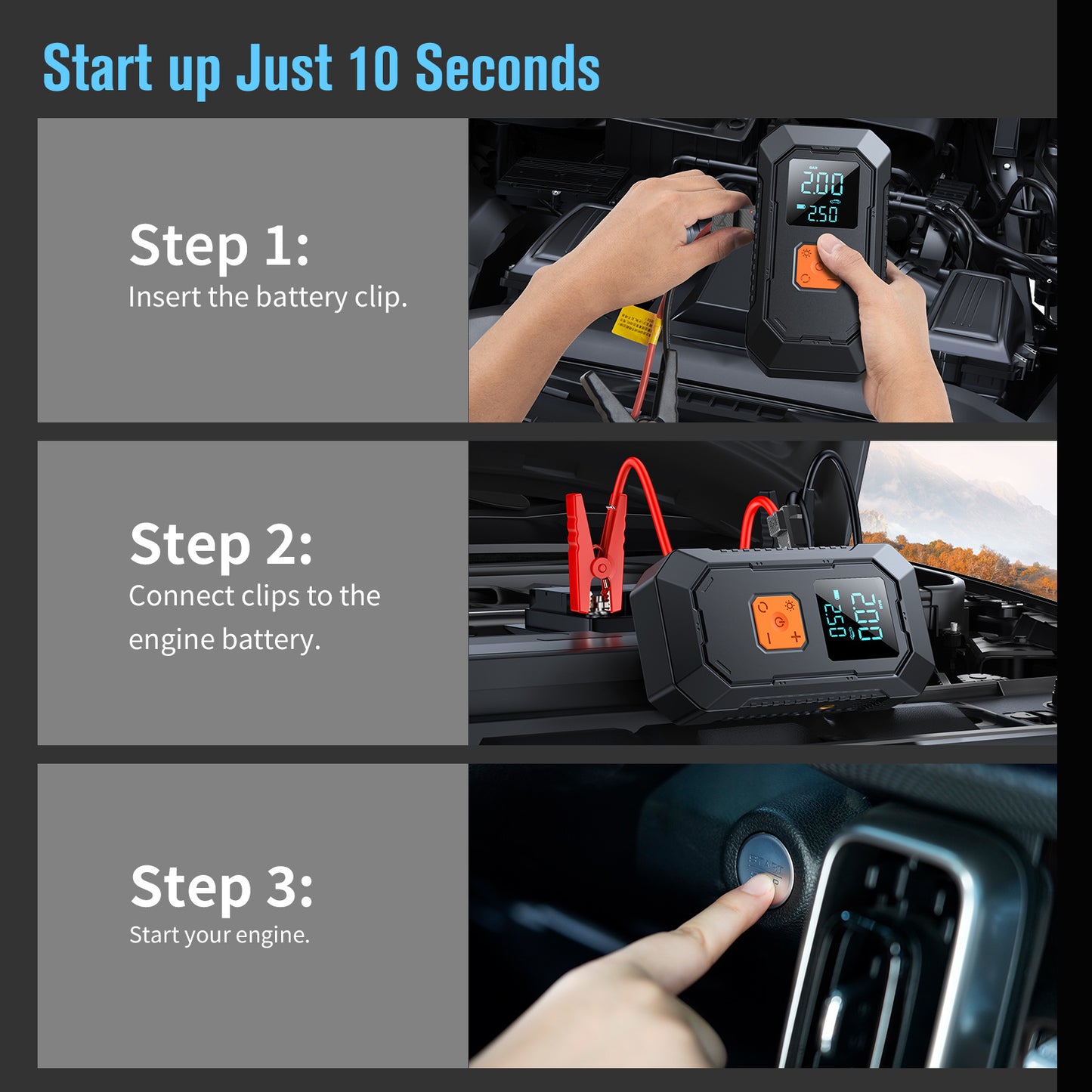 Car emergency starter power supply and air compressor all-in-one machine