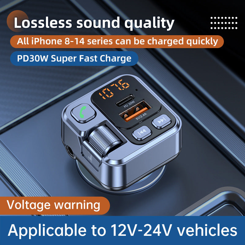 Car MP3 Player – FM Transmitter with PD30W Fast Charging + 2.4A Car Charger