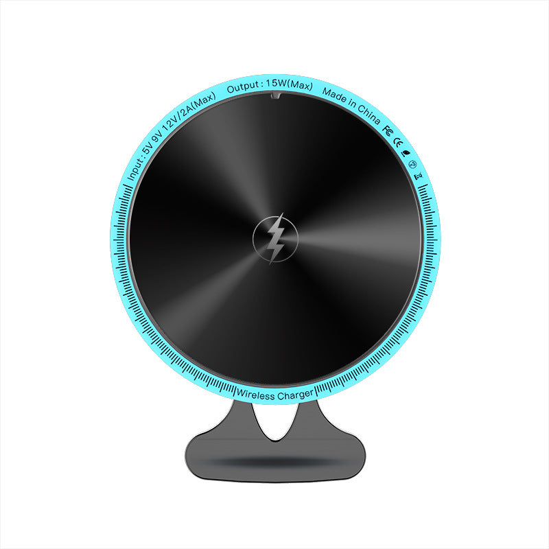 Rotary Magnetic Wireless Charger with 15W Colorful Glow