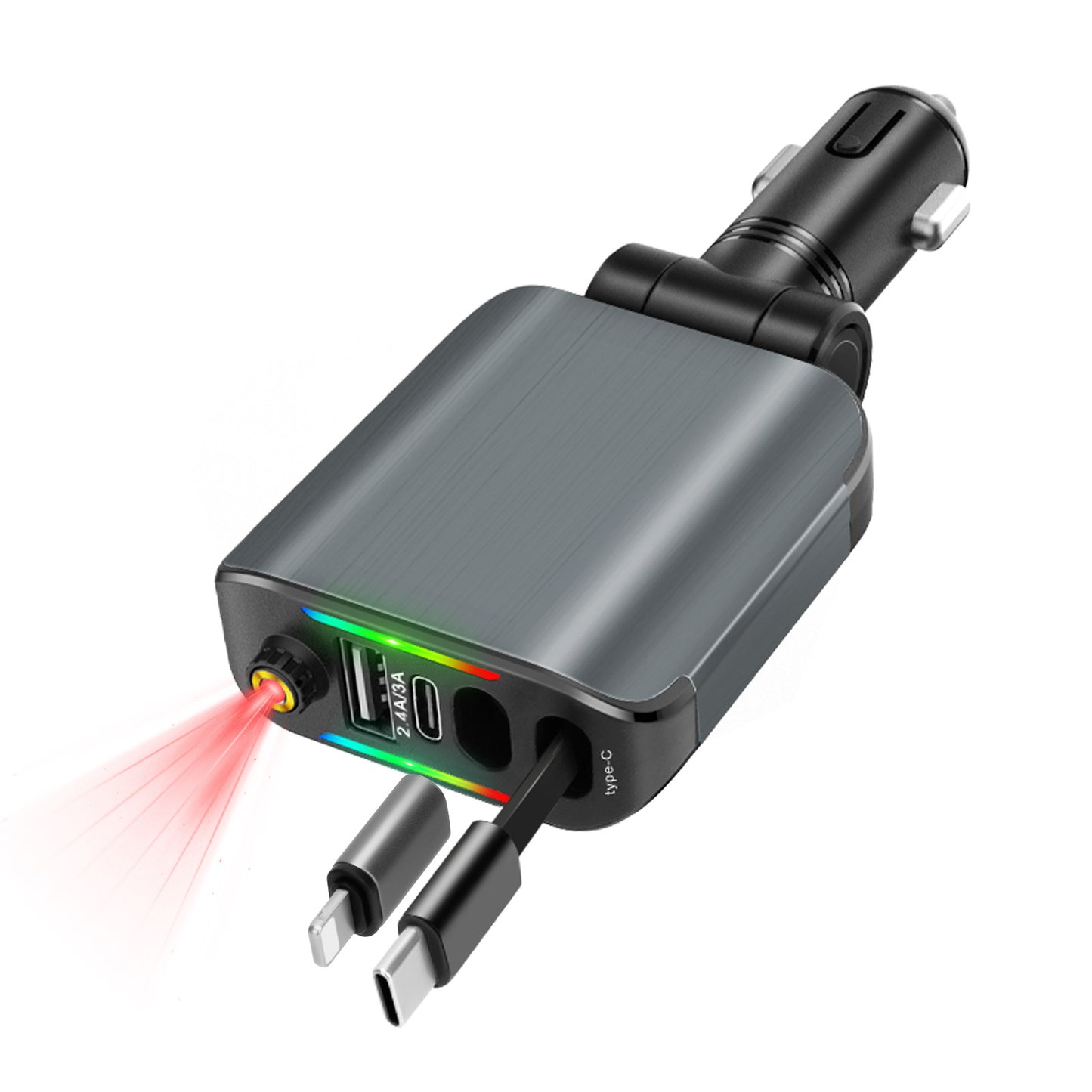 Car-mounted Mobile Phone Charger with Ambient Lighting for Fast Charging