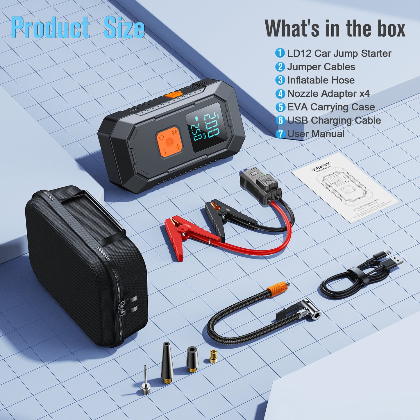 Car emergency starter power supply and air compressor all-in-one machine