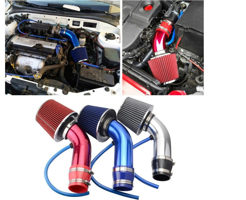 3-inch Automotive Aluminum Alloy Intake Pipe Modification Kit with 76mm Air Filter Universal Filter Element Mushroom Head
