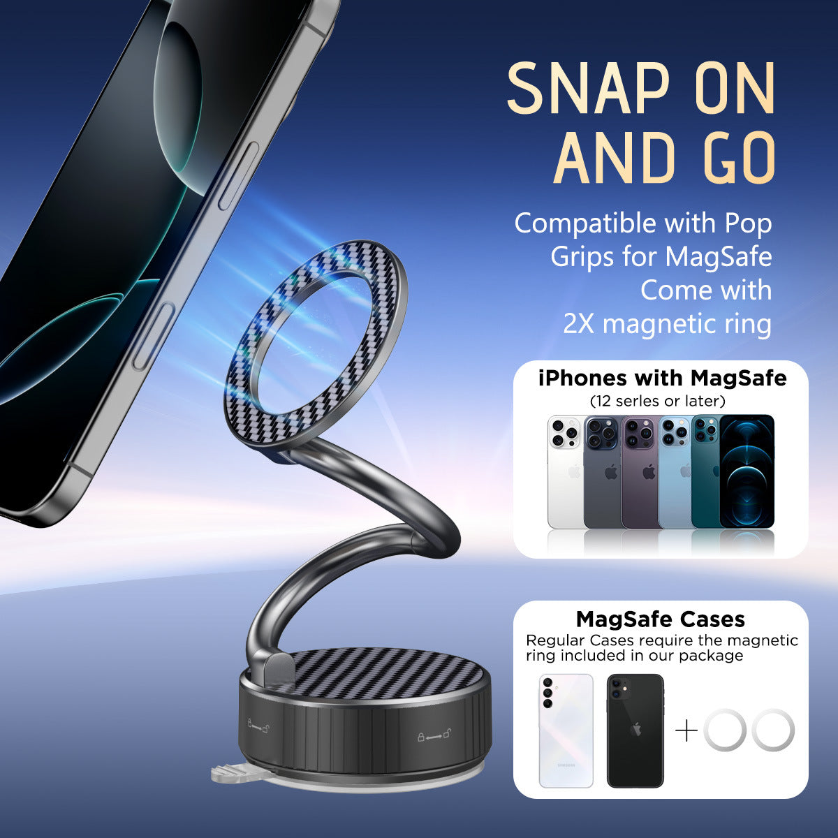 Magnetic car phone holder for car navigation
