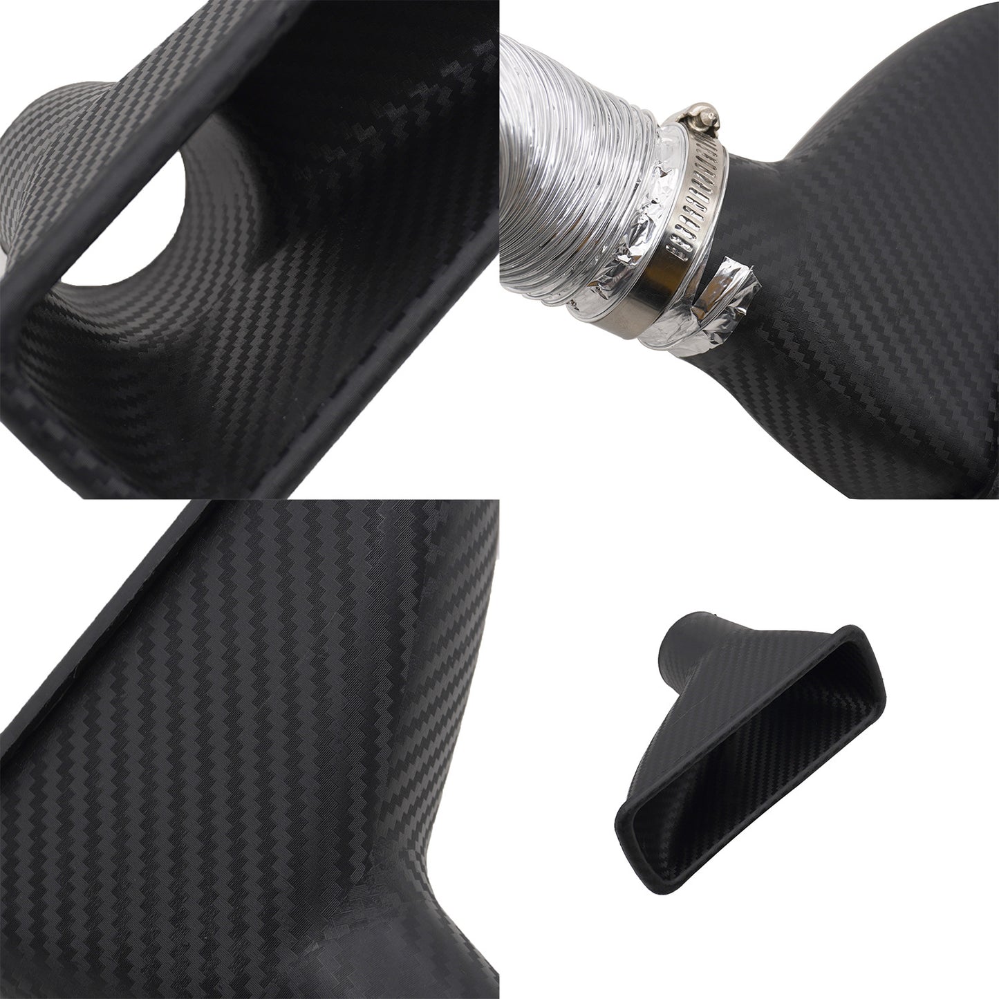 Automobile front bumper surround intake air vent, air-guiding horn and carbon pattern