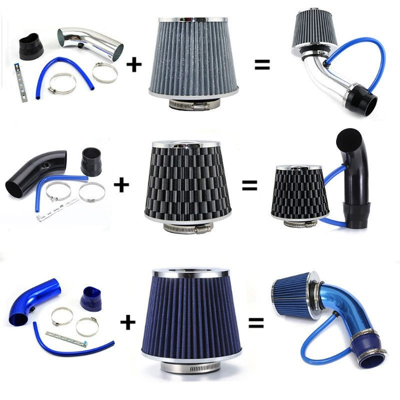 3-inch Automotive Aluminum Alloy Intake Pipe Modification Kit with 76mm Air Filter Universal Filter Element Mushroom Head