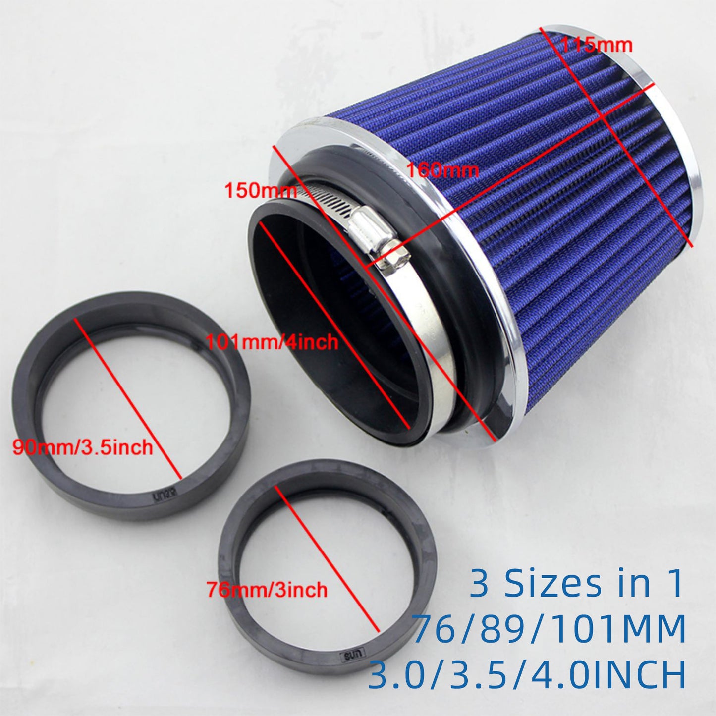 Automotive Cold Air Intake Mushroom - shaped Air Filter, 3 - inch (76mm) Filter