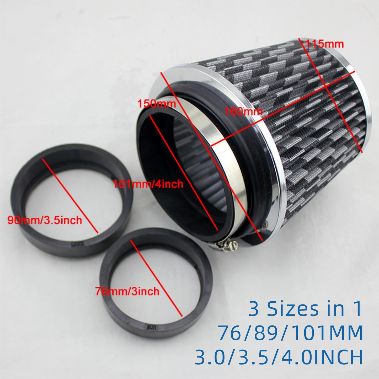 Automotive Cold Air Intake Mushroom - shaped Air Filter, 3 - inch (76mm) Filter