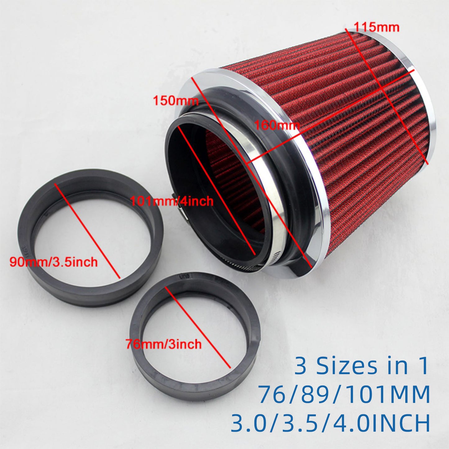 Automotive Cold Air Intake Mushroom - shaped Air Filter, 3 - inch (76mm) Filter