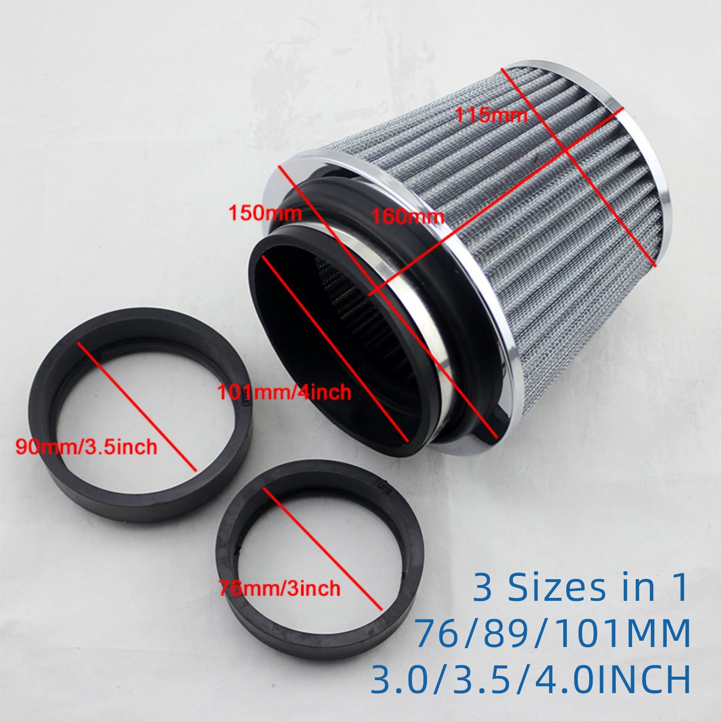 Automotive Cold Air Intake Mushroom - shaped Air Filter, 3 - inch (76mm) Filter