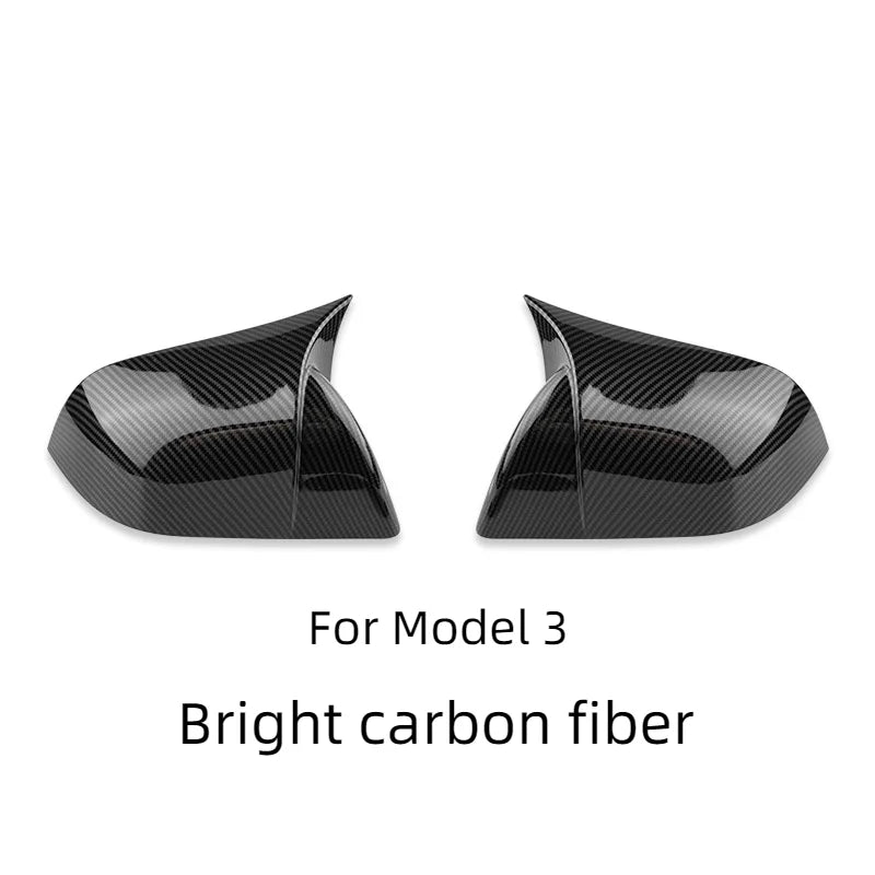 Car Rearview Mirror Cover For Tesla Model 3 Y Bright/Matte Carbon Fiber Rear View Mirror Decorative Shell Exterior Accessories