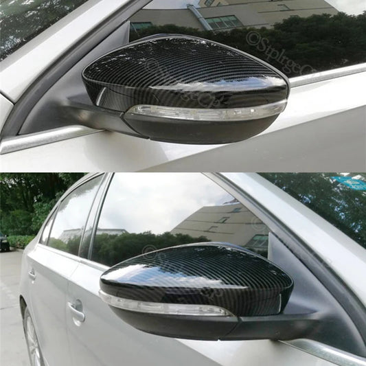 High Quality For VW Volkswagen Passat B7 Scirocco Beetle CC Eos JETTA MK6 Carbon fiber pattern Replacement Rearview Mirror Cover