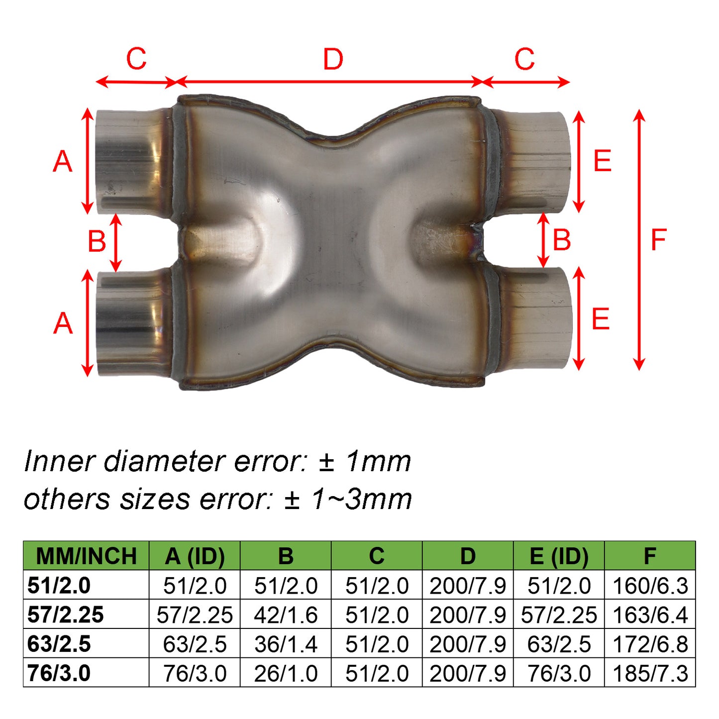 H X-shaped four-way connecting pipe of 409 stainless steel exhaust pipe for automobiles