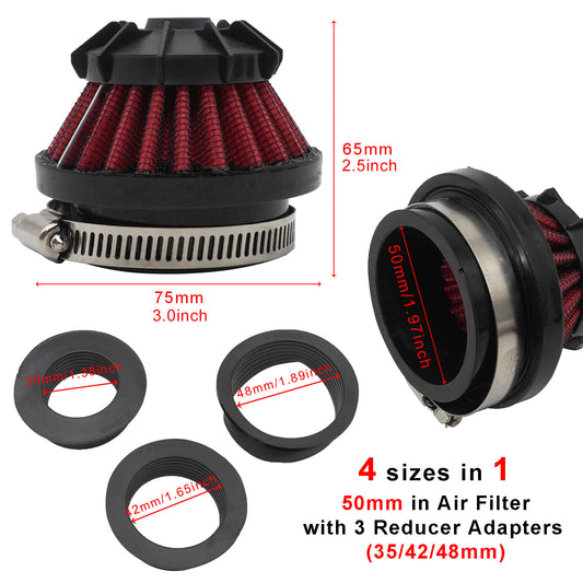 Universal Motorcycle Engine Filter, Intake Air Filter with a Caliber of 35mm