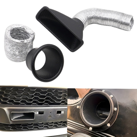 Automobile front bumper surround intake air vent, air-guiding horn and carbon pattern