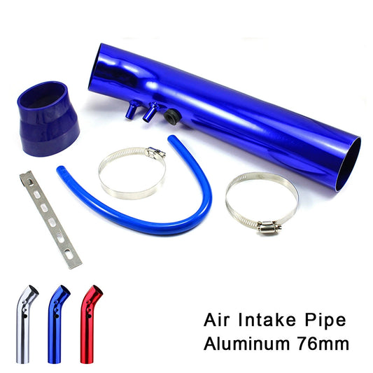 Automotive intake pipe kit with 76mm diameter aluminum alloy air - guiding elbow pipe