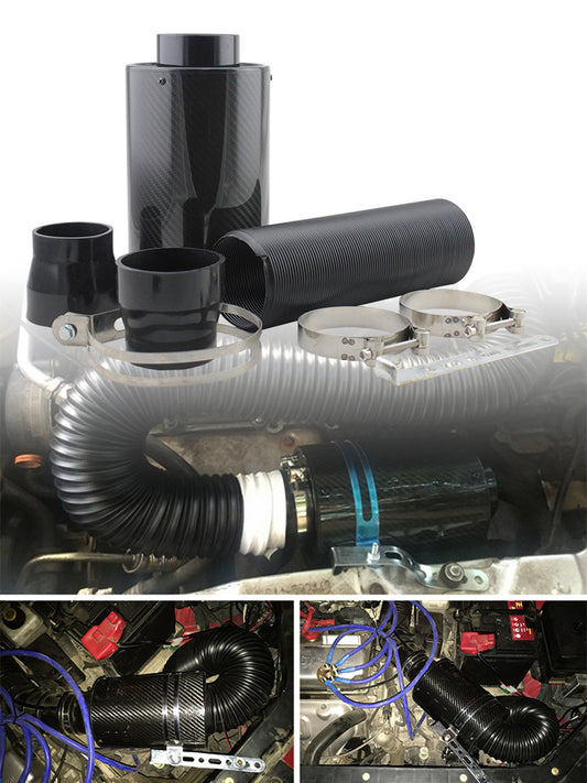 Automotive Intake Kit with Carbon Fiber Intake Air Box and High - flow Air Filter