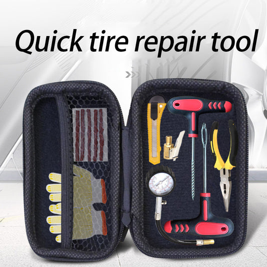 Car tire repair tool set, vacuum tire repair tool